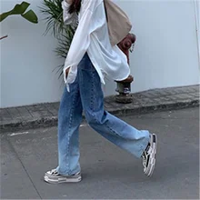 

New Fashion Gradient Color Jeans Women Spring 2022 New High-waist Straight Slimming Large Size 4XL Loose Denim Trousers Female