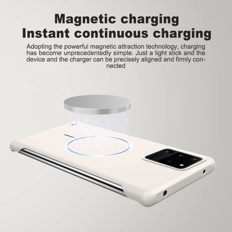 Frameless Magnetic Wireless Charging Phone Case - Slim, Hard Back Cover