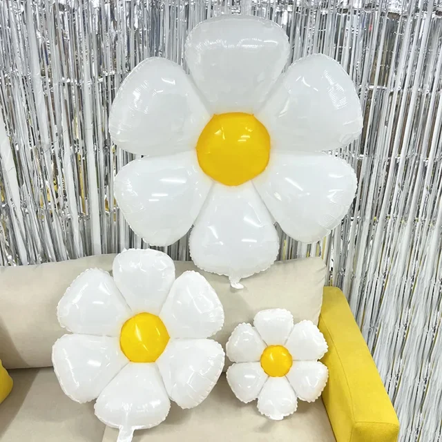 1/10 pièces ballon marguerite énorme fleur blanche ballons en aluminium pour anniversaire bébé douche mariage marguerite fête décorations fournitures 4