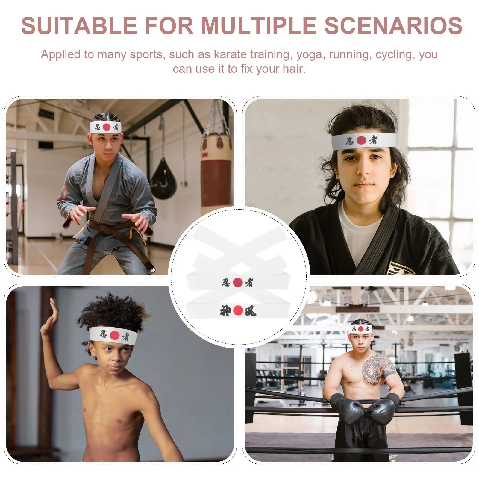 Headband Japanese Chef Sushi Bushido Karate Bandana Hairband Hair Hachimaki headwear Samurai Men Kitchen Costume Supply Bands 4