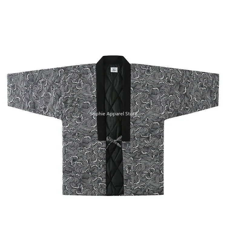 

Japanese Kimono Hanten Warm Wear Winter Jacket Men Women Quilted Cardigan Lace-up Vintage Clothing Yukata Homme Loose Coat