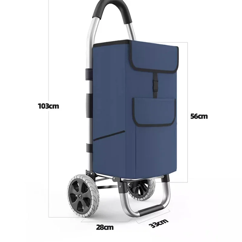 Six Wheels Shopping Cart Light Trailer Climbing Stairs Removable Folding Washing Trolley Aluminum Alloy Rod Large Capacity