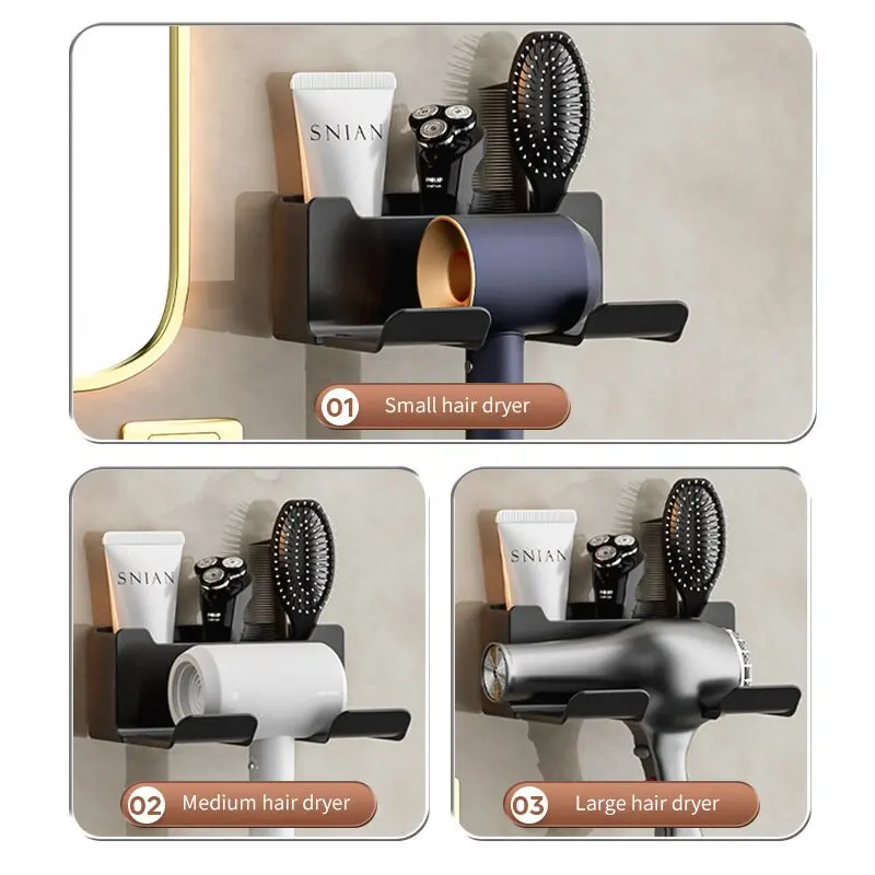 Bathroom Hair Dryer Storage Rack Multi functional Wall mounted non perforated hair dryer storage rack bathroom storage shelf storage shelf bathroom shelf bathroom corner shelf bathroom accessories hair dryer holder hair tool holder