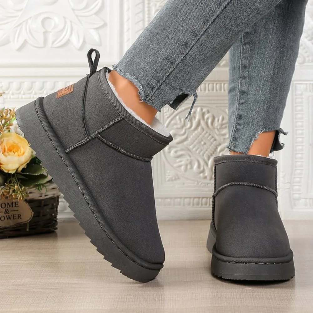 Winter Warm Thicken Plush Ankle Boots Women Comfy Non Slip Faux Suede Snow Boots Woman Plus Size 42 Fluffy Cotton Padded Shoes