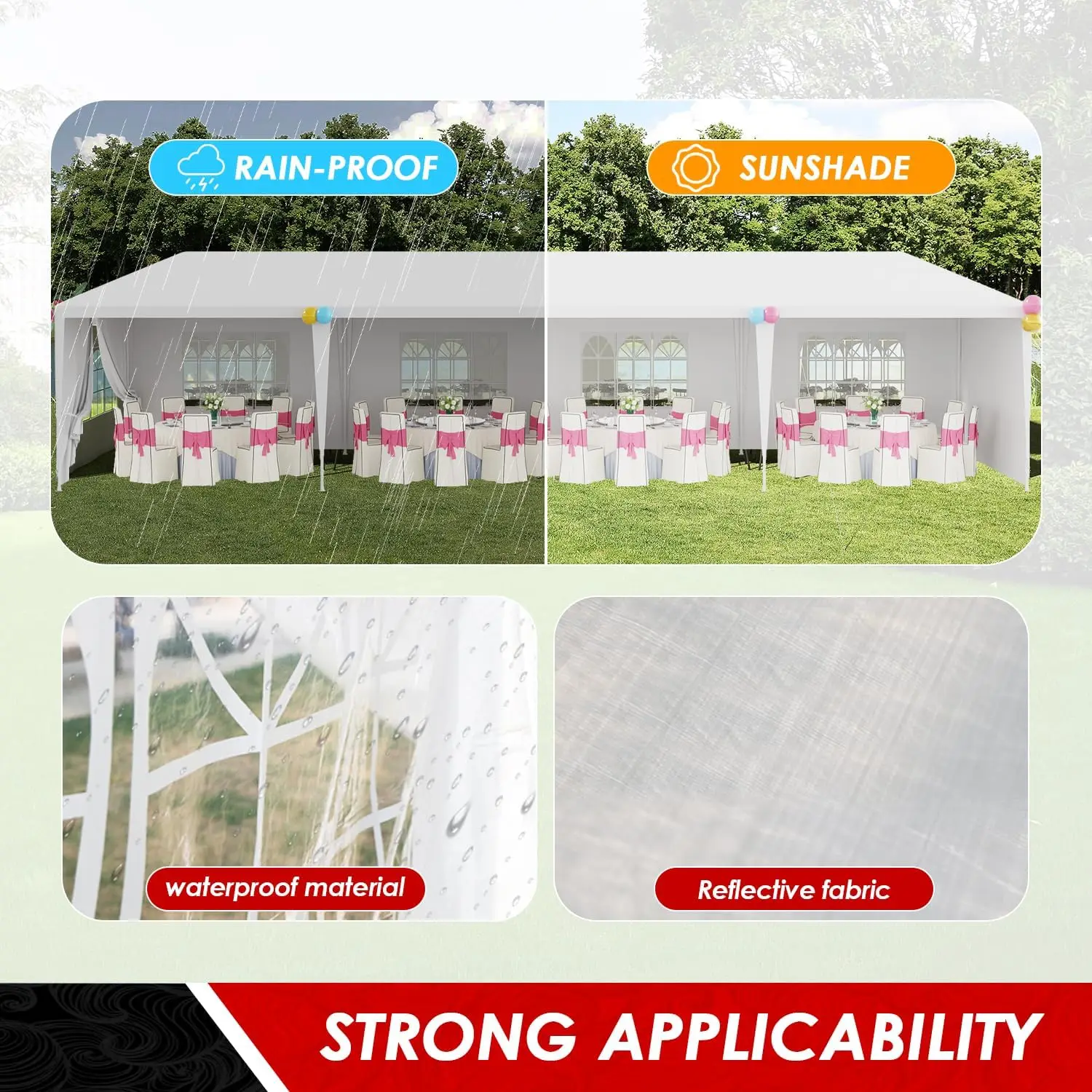 10x30 Party Tent Wedding Patio Gazebo Outdoor Carport Canopy Shade with Side 8 Removable Walls