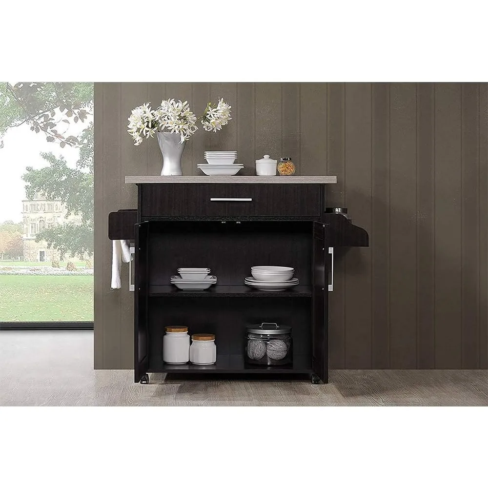 Kitchen Island with Spice Rack Towel Rack Drawer