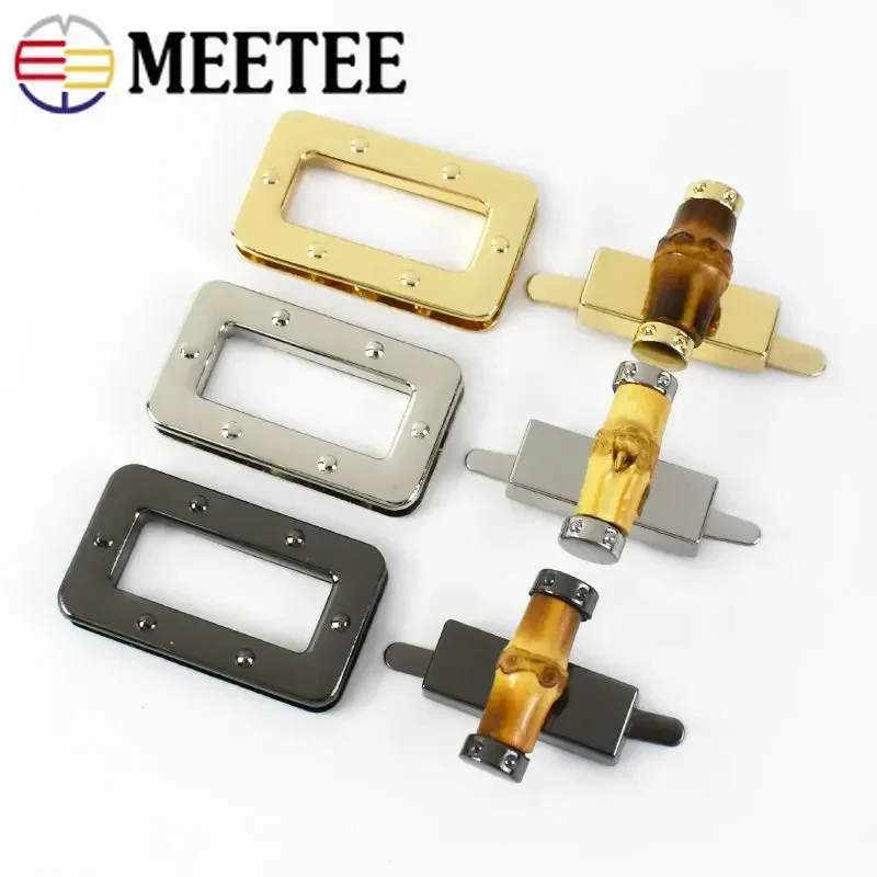2/4pcs 25x42/33x61mm Bamboo Metal Turn Lock Snap Hooks Women Bag