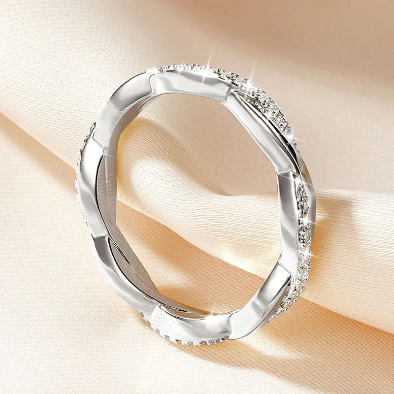 Lnngy Moissanit-Verlobungsring für Damen, 14 Karat Gold gefüllt, Eternity-Eheringe, funkelnder Fingerschmuck, Geschenk – Detail 4