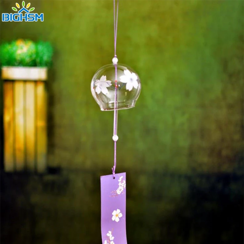 

Japanese Glass Wind Bell Handmade Wind Chime Garden Ornament Indoor Window Hanging Decor Sakura Furin Craft Pendant 풍경종