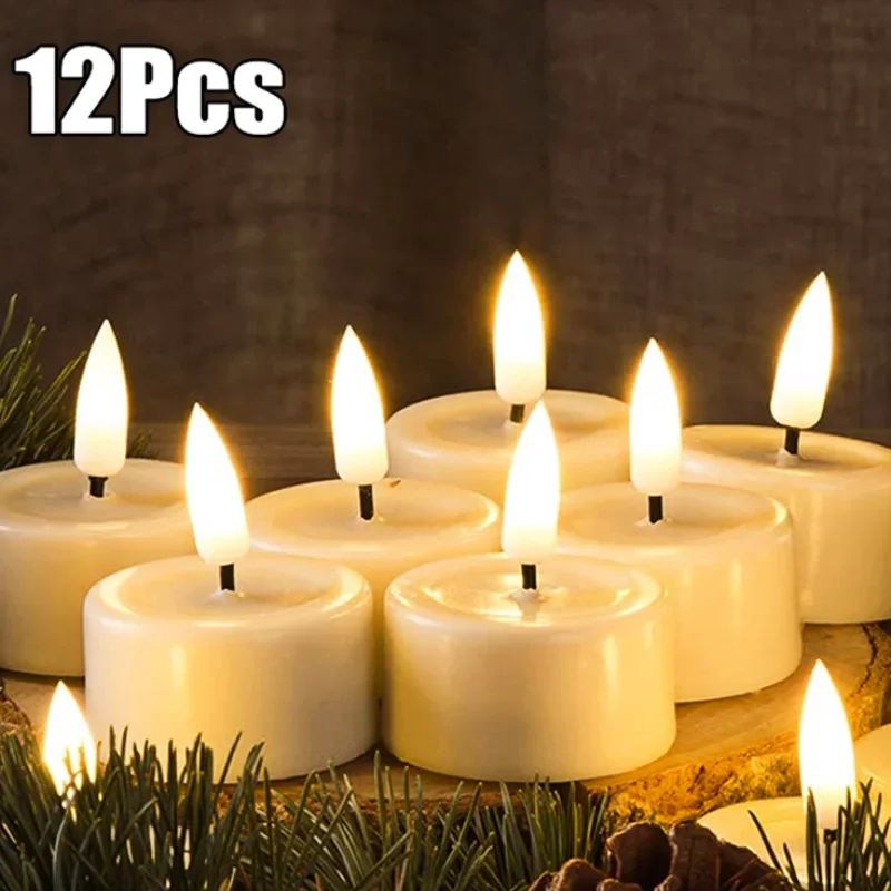 

6/12Pcs Flickering Flameless LED Candle Battery Tea Light Flashing Electric Candles Birthday Wedding Party Romantic Decoration