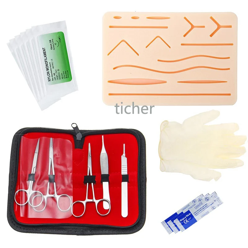 

Surgical Suture Training Kit Skin Operate Suture Practice Model Training Pad Needle Scissors Tool Kit Teaching equipment