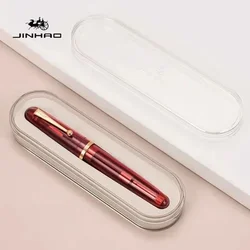 Luxury JinHao Transparent Acrylic Fountain Pen with 40MM Nib - Premium Writing Instrument - M(Approx 0.7mm) (Clear Red with Box)
