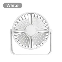 Portable Ultra - Quiet USB Rechargeable Desk Fan for Home, Office, and Dorm Use (White - Round)