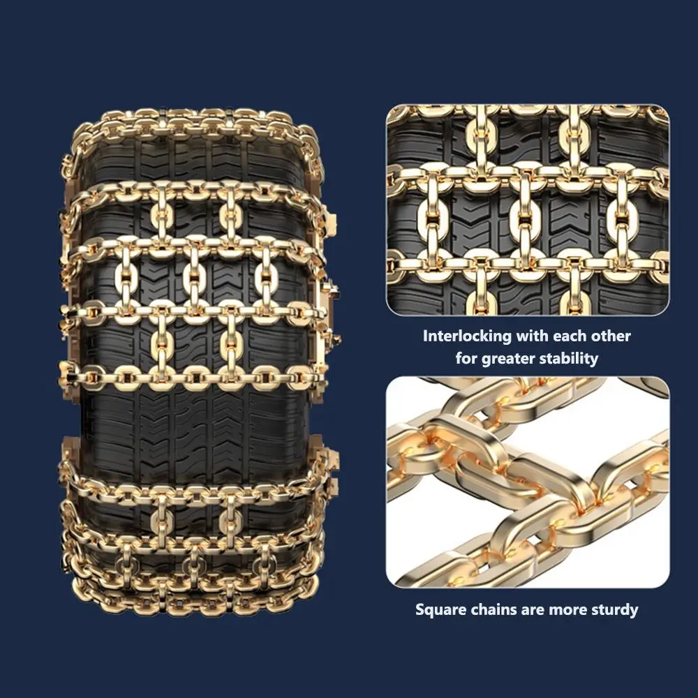 2Pcs Non-slip Car Tire Snow Chains Winter Tyre Driving Safety Anti-skid Chains Thickened Snow Mud Sand Car Tires Accessory