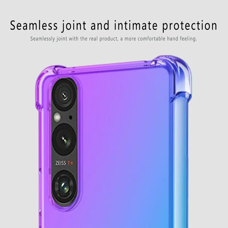 Gradient Silicone TPU Shockproof Protective Case - Transparent Cover