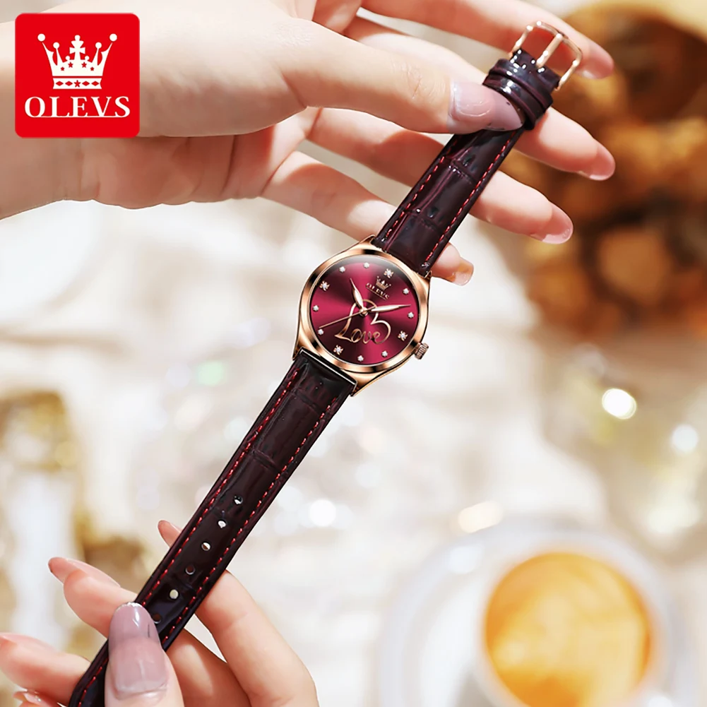 OLEVS Top Brand Luxury Quartz Watch for Women Waterproof Sport Wristwatch Fashion Leather Strap Female Watch Relogio Feminino