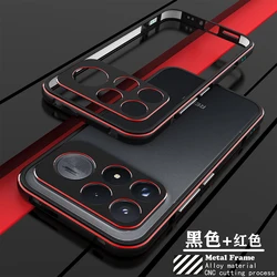 Luxury Aviation Aluminum Metal Frame Shockproof Case with Camera Lens Protection for Poco F9 Pro (Black red)