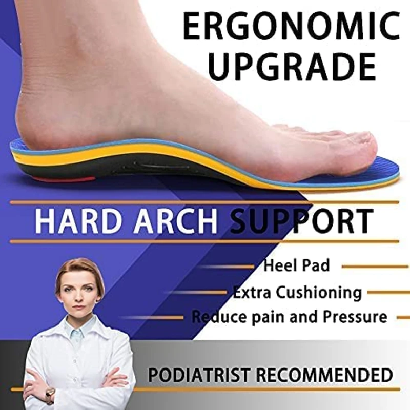 VALSOLE Orthotic Inserts Plantar Fasciitis Arch Support Insoles Shoe Insert For Flat Feet Metatarsalgia-Running Work Boot Insole