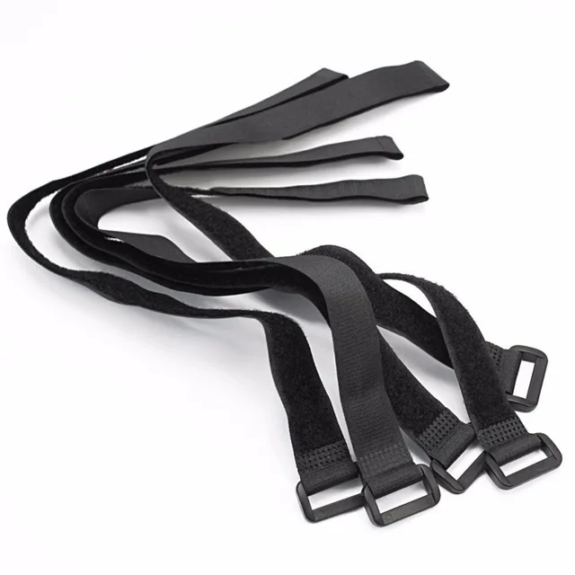 Black Reusable Nylon Self Adhesive Hook and Loop Cable Cord Ties Tidy Straps TV Organiser 45/60/80/100cm Length 2cm Width 10pcs