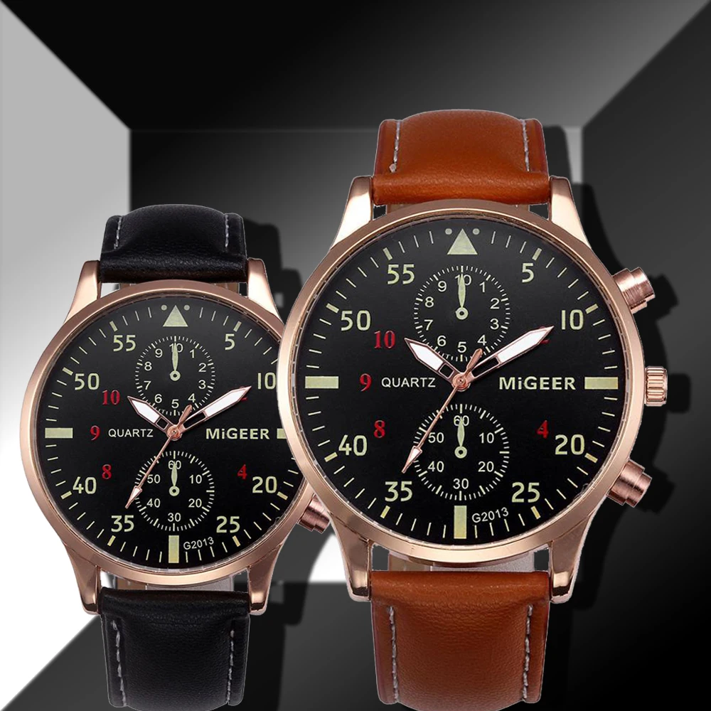 

Fashion Both Eyes Watch for Men Luxury Business Stainless Steel Quartz Man Clock Casual Artificial Leather Watch reloj hom