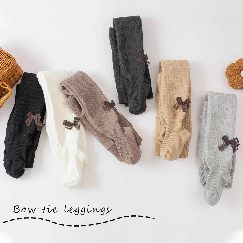 

Autumn and winter children's warm leggings solid color millet flower children's socks Girls plus fleece thick pantyhose
