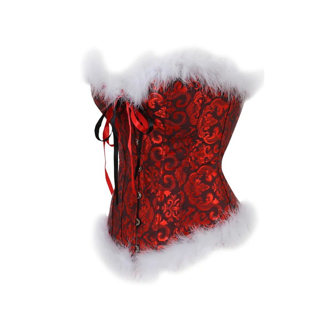 Sexy Red Velvet Santa Dress Cosplay Claus Costume Outfit ,Faux New Women Sexy Christmas Lace Up Corset Erotic Party Lingerie
