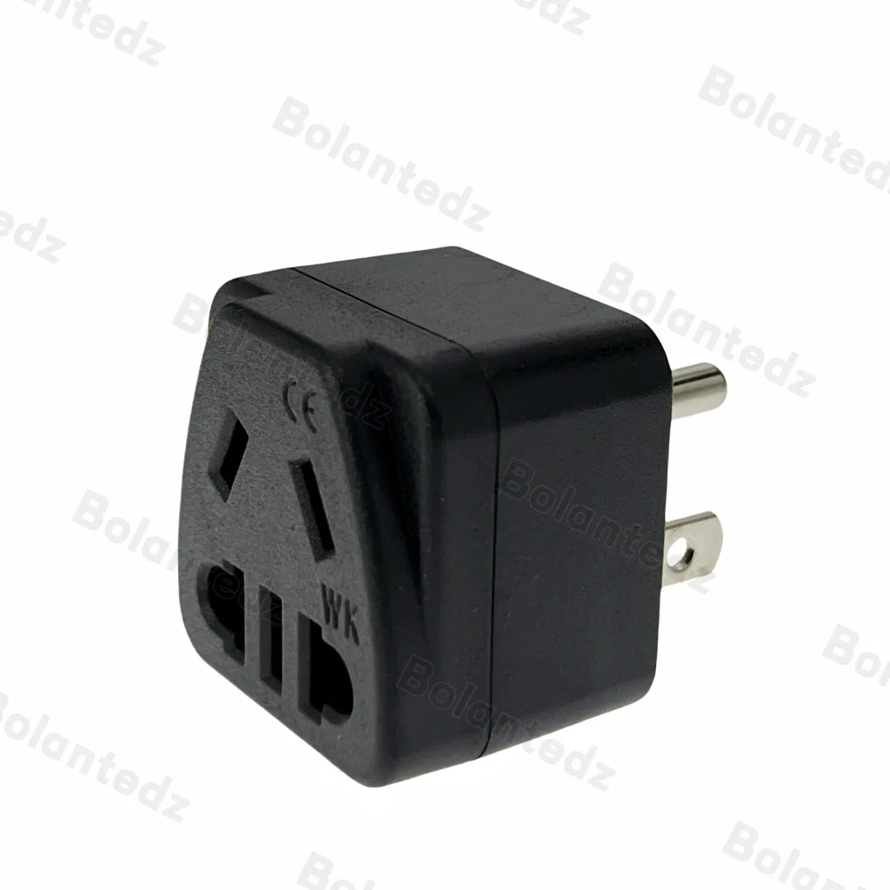 CN/AU/EU to USA Canada 3-pin Travel Plug Adapter (Type B) Convert Europe Australia to American Socket Round Flat Pin