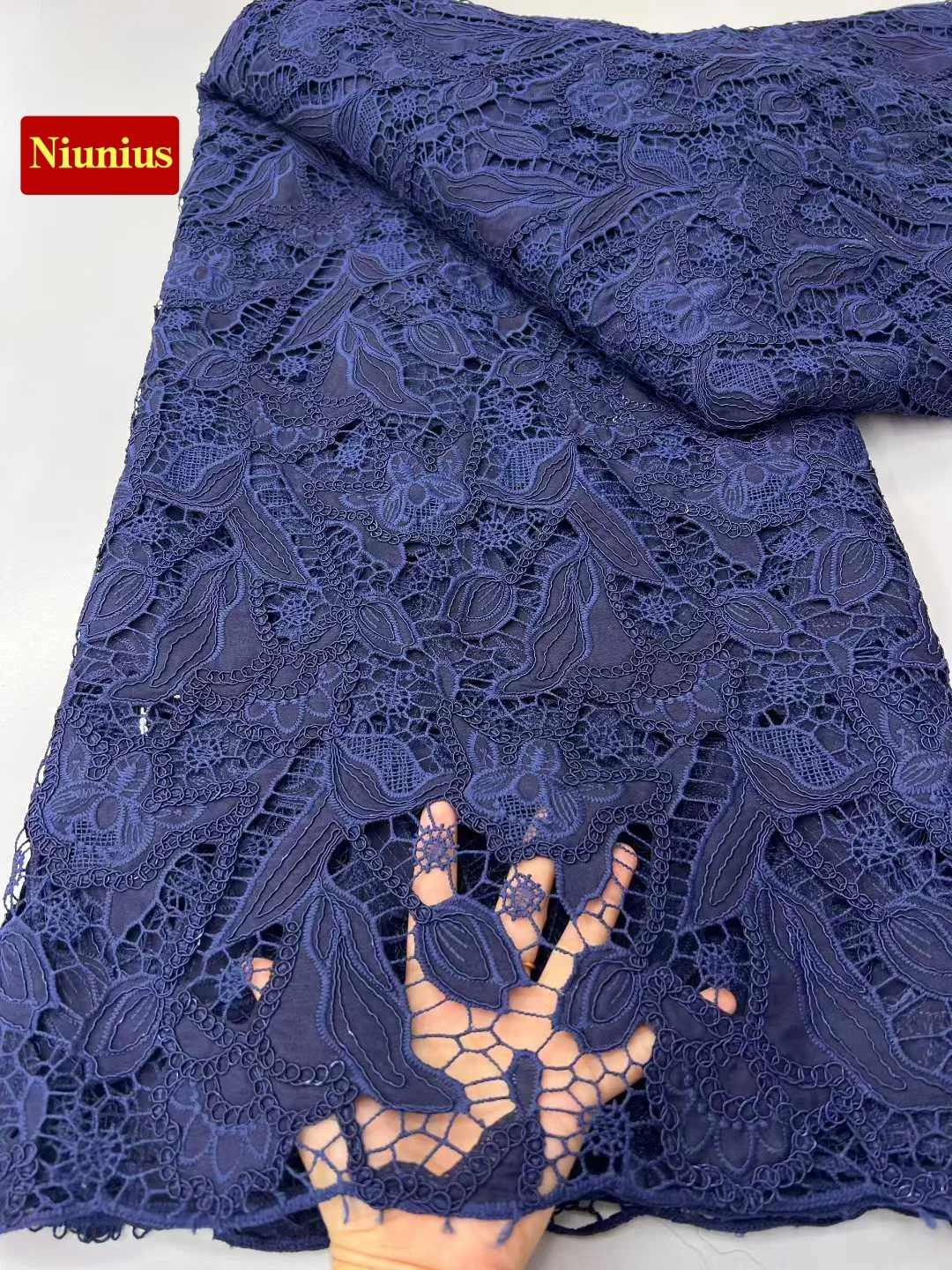 5Yards 2026 Latest Very Soft Laser Embroidered Cotton Delicate Best Quality Lace Fabric Party Evening Dress NN2638_R