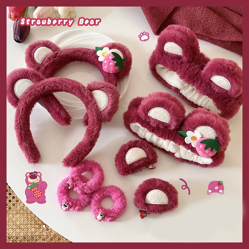 

Sweet Hairband Strawberry Bear Plush Ear Headband Cartoon Face Wash Non-Slip Cute Headdress Hair Hoop Headband Girls Accessoires