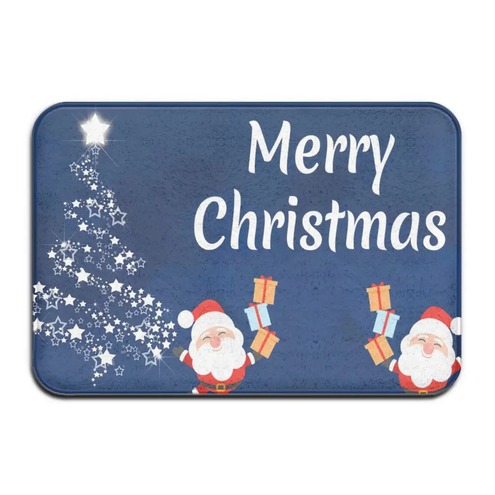 Blue Merry Christmas Santa Claus Snowflake Doormats Decor 3d Print
