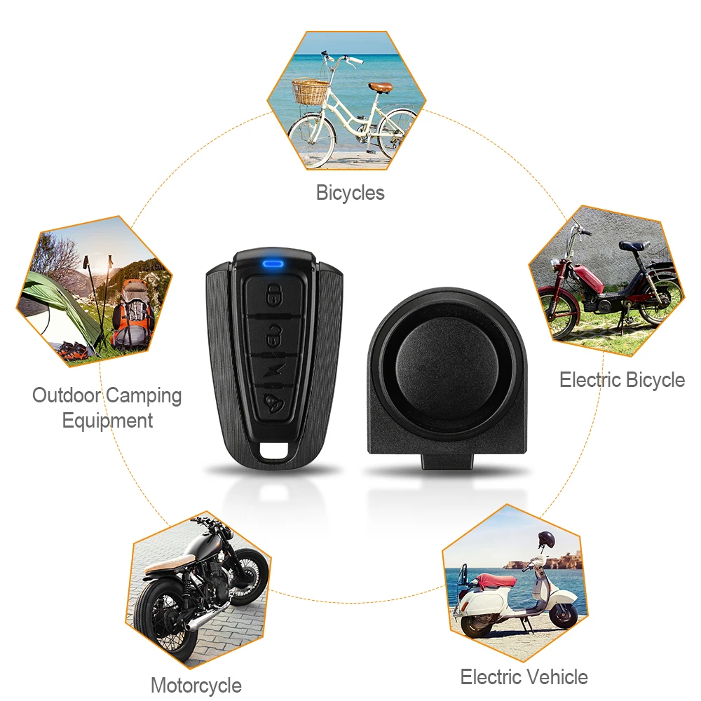 Wireless Vibration Alarm Motorcycle Alarm Bike Alarm Anti Theft Alarm Extractme Motorcycle Alarm USB Charging Wireless Bicycle Burglar Lock Waterproof Electric Bike Security System Vibration Alarm