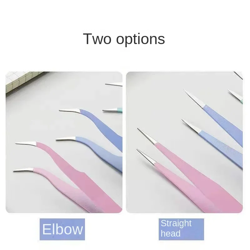 Eyelash Tweezers Nail Art Tweezers Stainless Steel Colored Straight + Curved for Nail Art Sticker Rhinestones Picking Eyelash Makeup DIY Tool