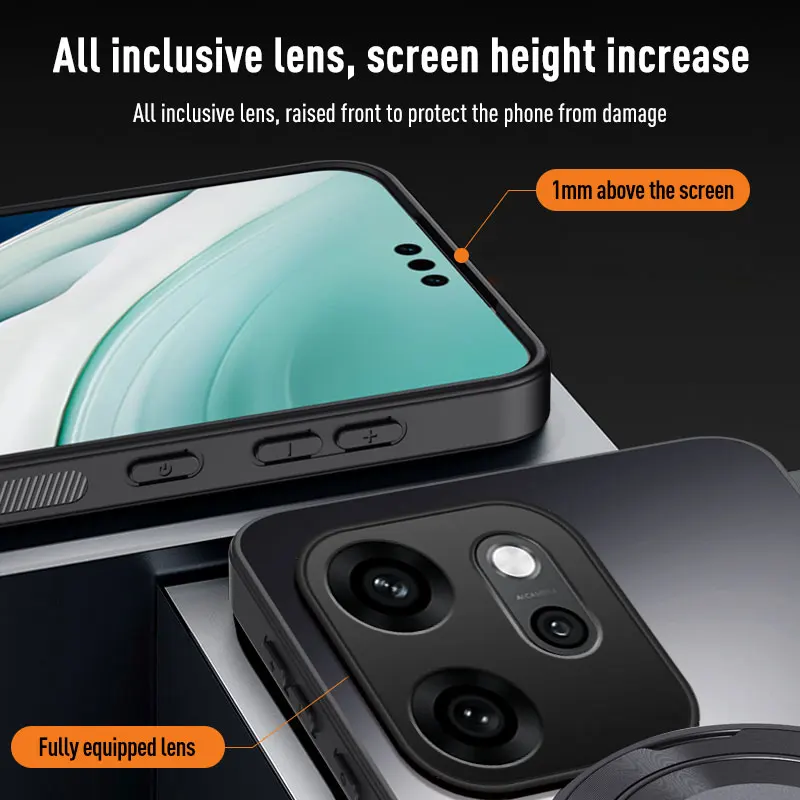 Magnetic Ring Stand Back Phone Case with Magsafe and Lens Protection