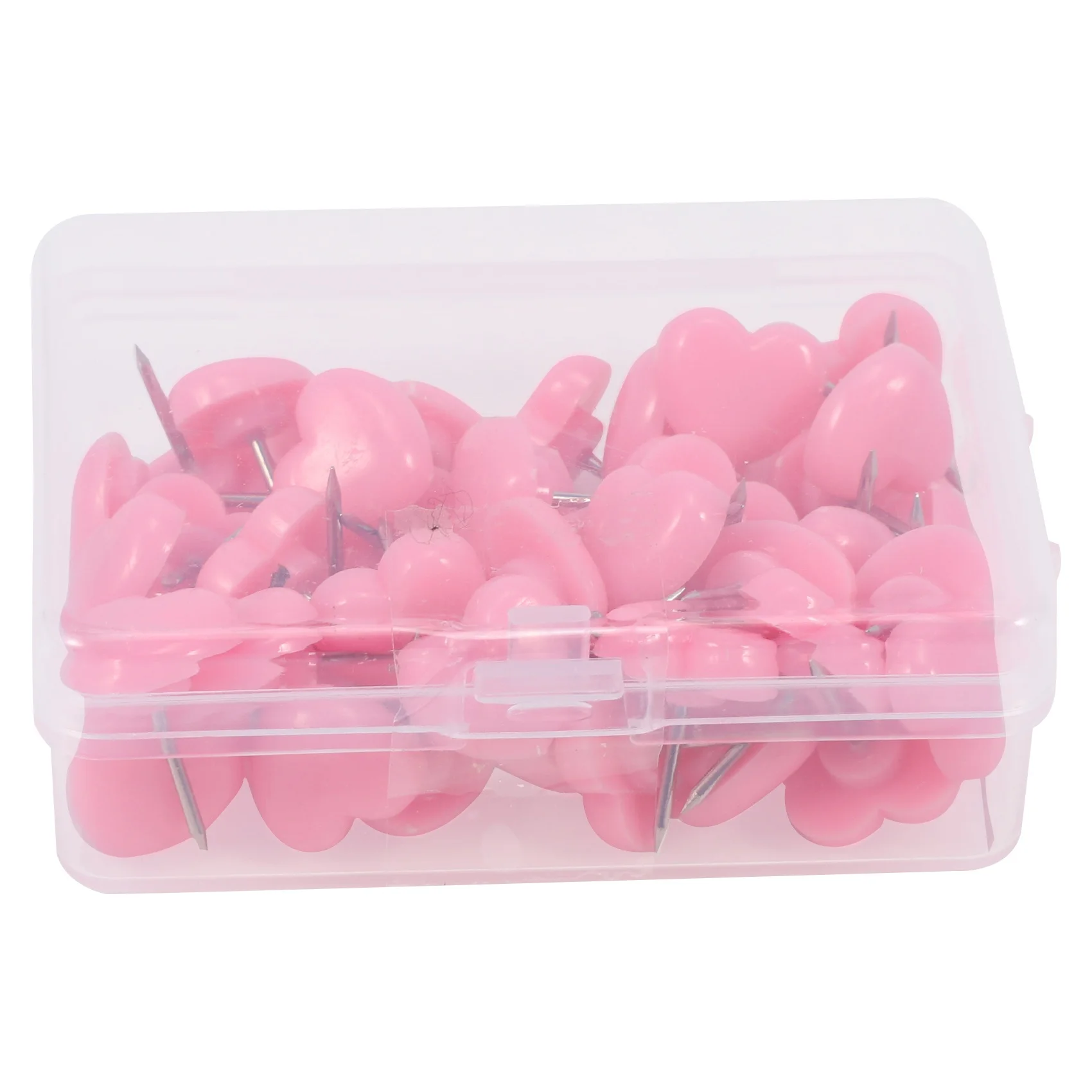 AEF1-하트 모양 50Pcs 플라스틱 품질 코르크 보드 안전 컬러 푸시 핀 압정 사무실 학교 액세서리 용품