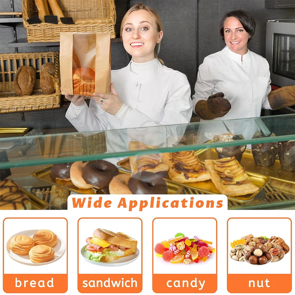 Large Bread Bags with Clear Window for Homemade Bread, Sourdough, Cookies, and Cakes
