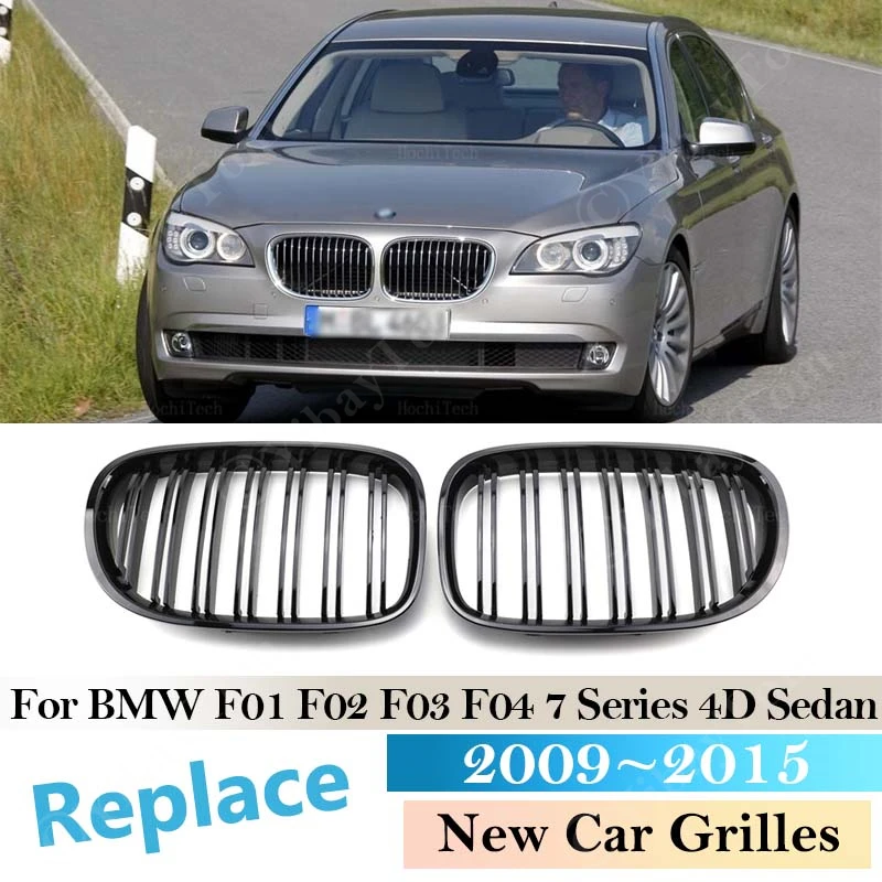 

Front Kidney Grilles For BMW F01 F02 F03 F04 7 Series 4D Sedan 2009- 2015 Car Accessories Dual Slat Grille Black Multi Color ABS