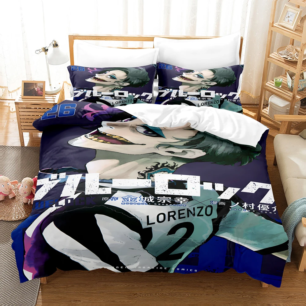 Blue Lock Bedding Set Hot Anime Duvet Cover Set with Pillowcases King Queen Twin Double Size Comforter Cover Set For Home Decor