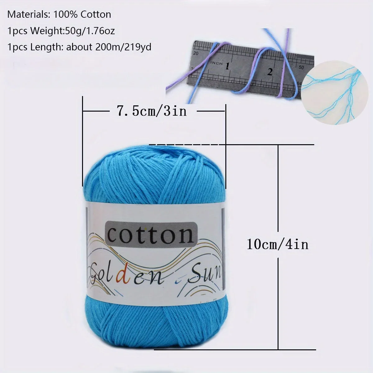 100% Cotton Yarn for Crocheting and Knitting, Medium-Weight DIY Craft Yarn for Sweaters,Scarves,Hats,Gloves - 50g/170m Per Skein 4
