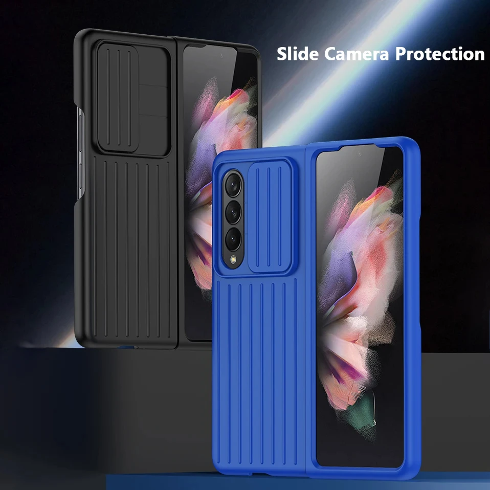 Luxury Slide Camera Protection Case for Samsung Galaxy Z Fold 3 4 5 Z fold 3 4 Fold 5 5G Slim Matte PC Shockproof Hard Fundas