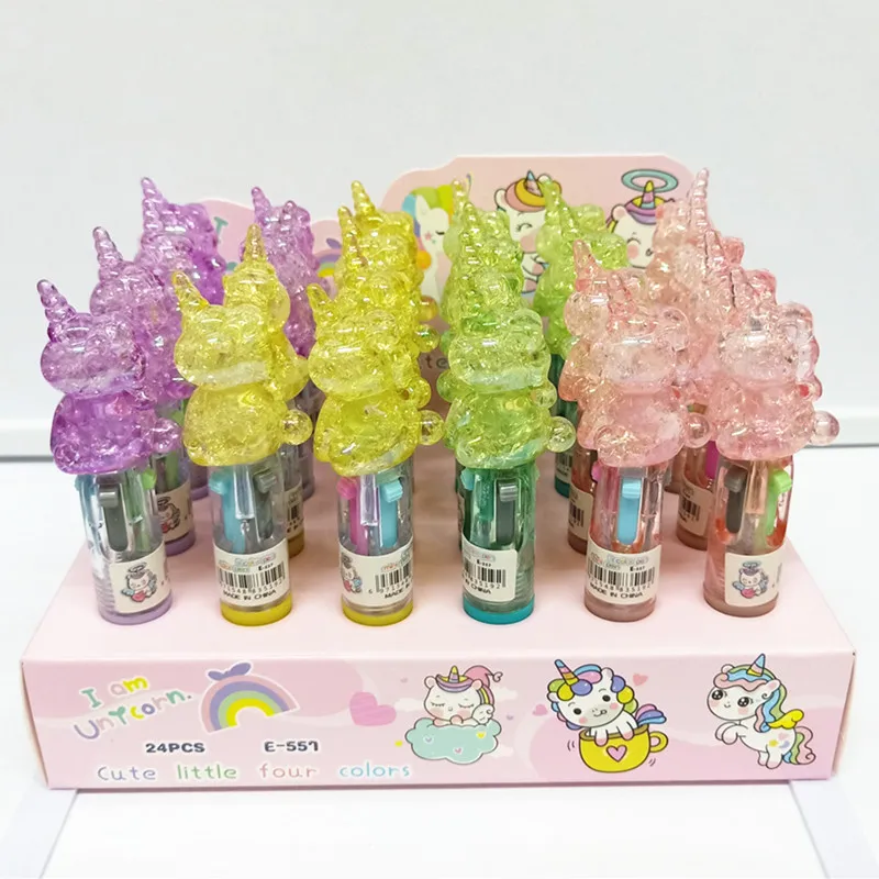 

24Pcs Cute Crystal Cat Claw Unicorn Mini 4 Colors Ballpoint Pen Cute Cartoon Pens For Writing School Supplies Stationery Gifts