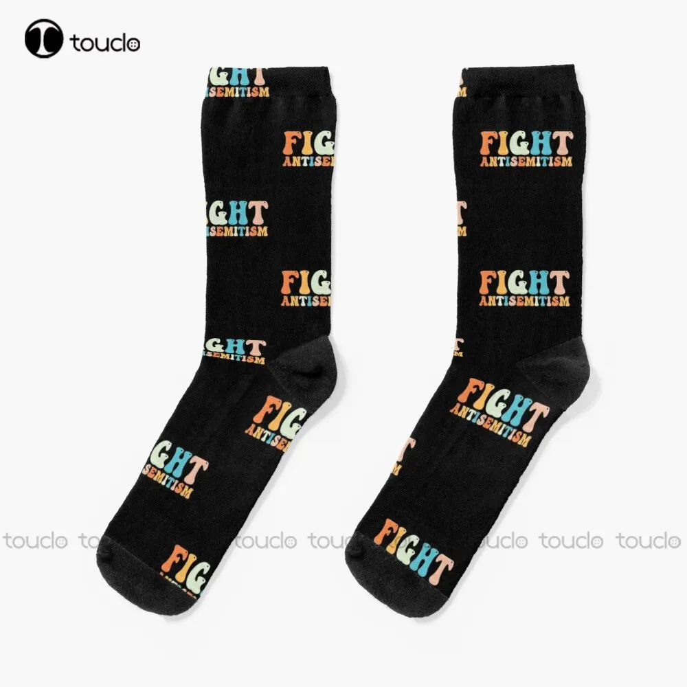 

Fight Antisemitism Jewish Groovy Socks Boot Socks For Women Personalized Custom Unisex Adult Teen Youth Socks 360° Digital Print