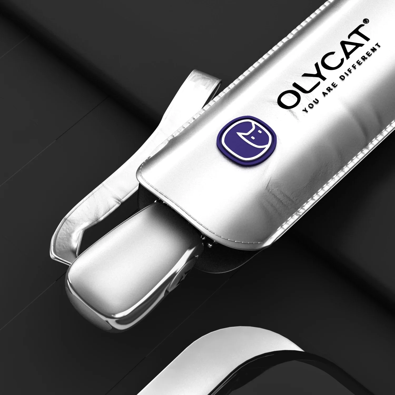 OLYCATFlatSunUmbrellaClearTitaniumSilverAutomaticUmbrellaRain