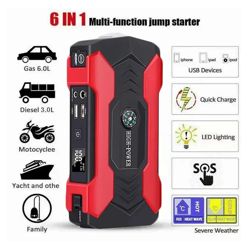 28000mAh Car Jump Starter Device 12V Portable Power Bank Automotive Battery Charger Car Battery Starter Electrical Appliance