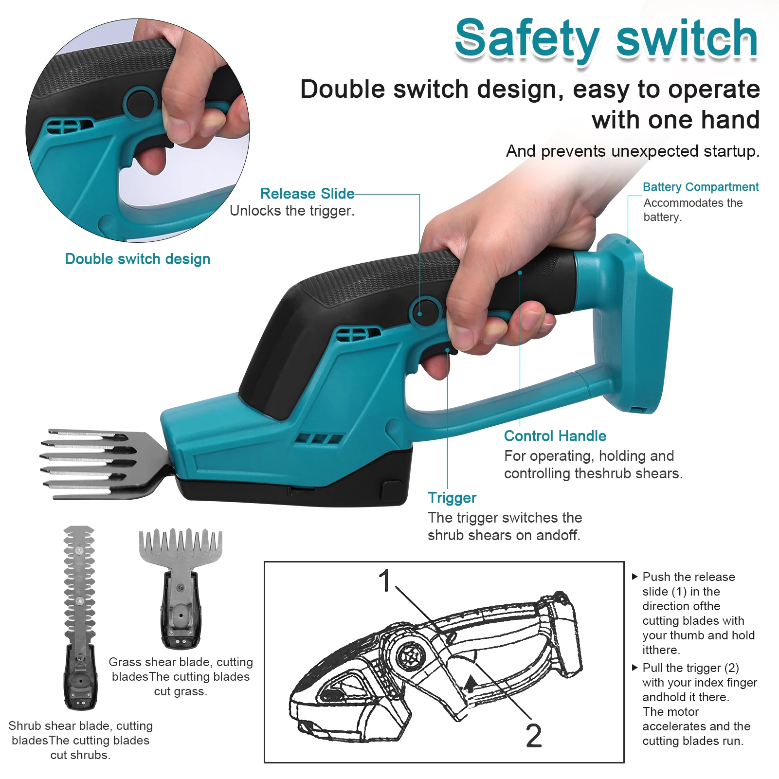 Cordless Hedge Trimmer Pruning Shears Portable Electric Trimmer Grass Shear Lawn Hedge Fence Weeder Mower Gardening Tool 4