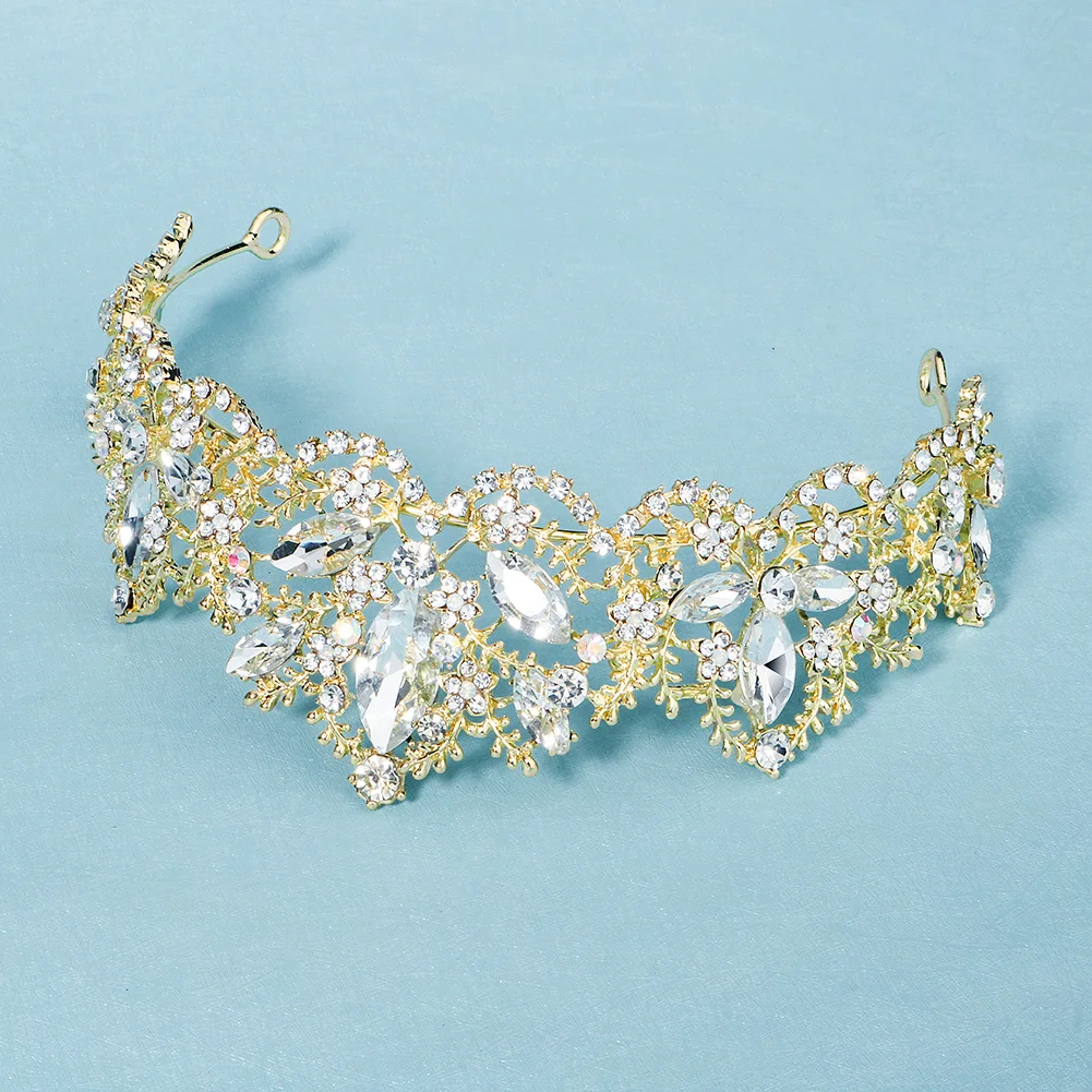 Dame Freiheit Tiara Cosplay Party Krone Silber und Gold funkelnden Strass Hochzeit Krone Braut Kopfschmuck Kleid Accessoires – Detail 13
