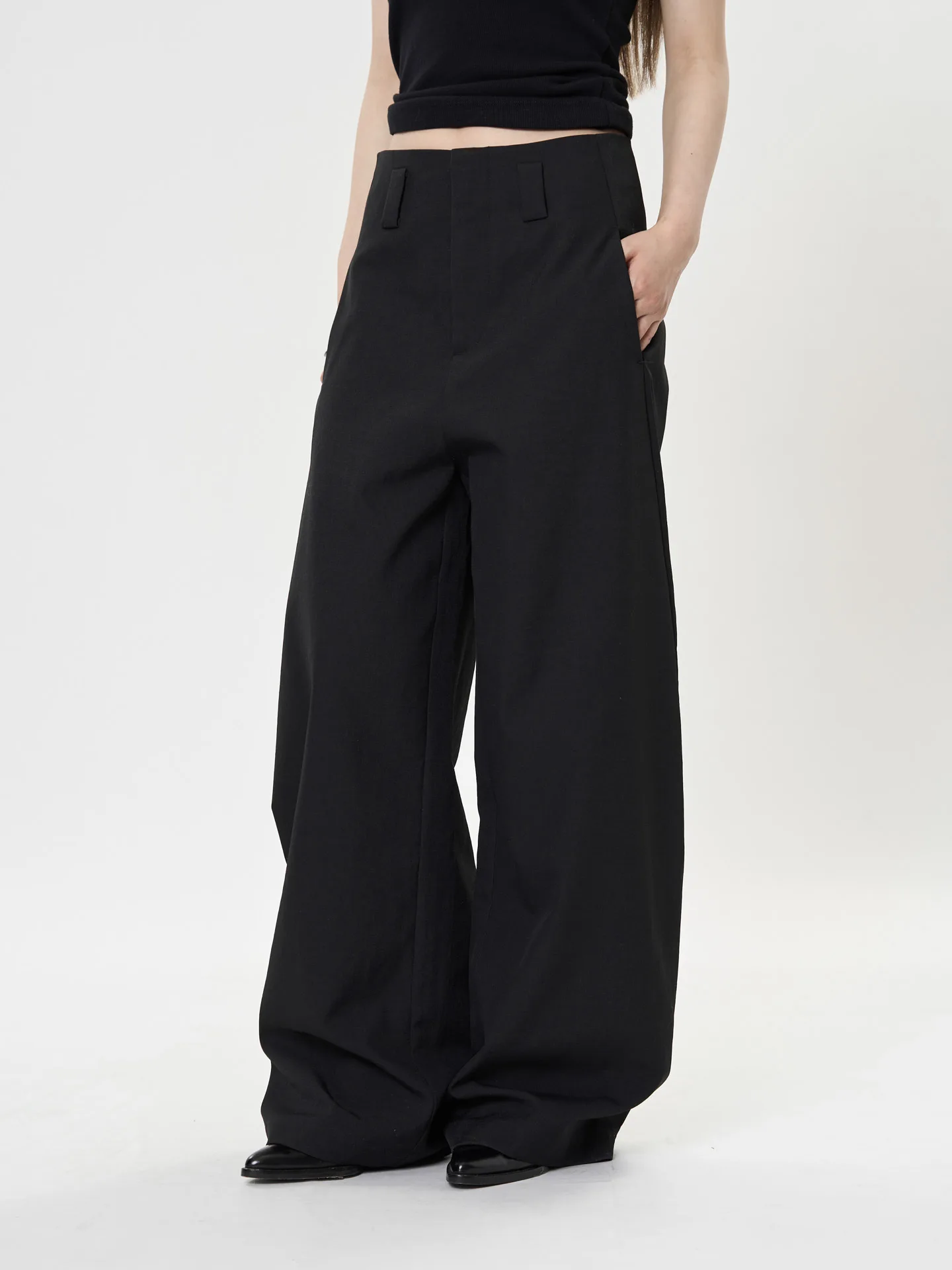 [LANMREM] Office Lady Suit Wide Leg Pants For Women High Waist Solid Color Female Casual Trousers 2025 Spring New 26Z1277