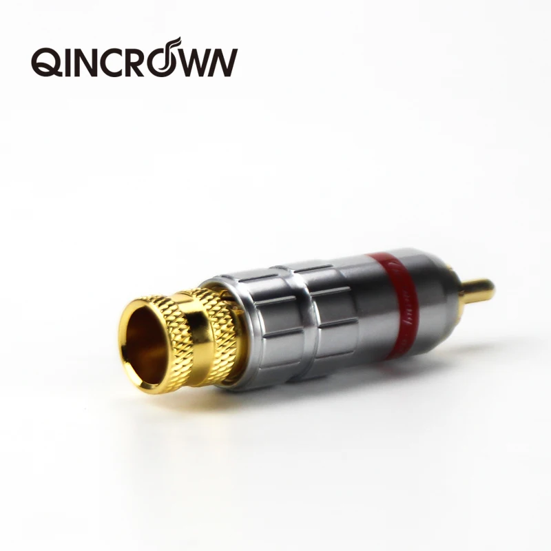 QINCROWN CMC 금도금 RCA 플러그 오디오 로터스 라인 플러그 9MM 홀 DIY 신호 라인 커넥터