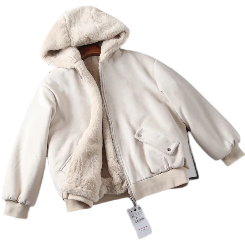 Double-Sided Winter Suede Loose Lamb Wool Thickened Fleece-Lined Warm Jacket Jacket