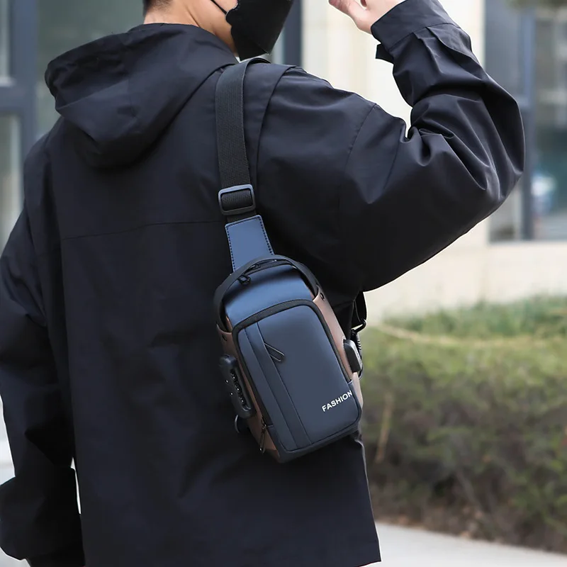 Small Version Men's Waist Packs Chest Bag Lightweight Men's Small Fanny Bag Anti-theft Password Lock Design Men's Shoulder Bag