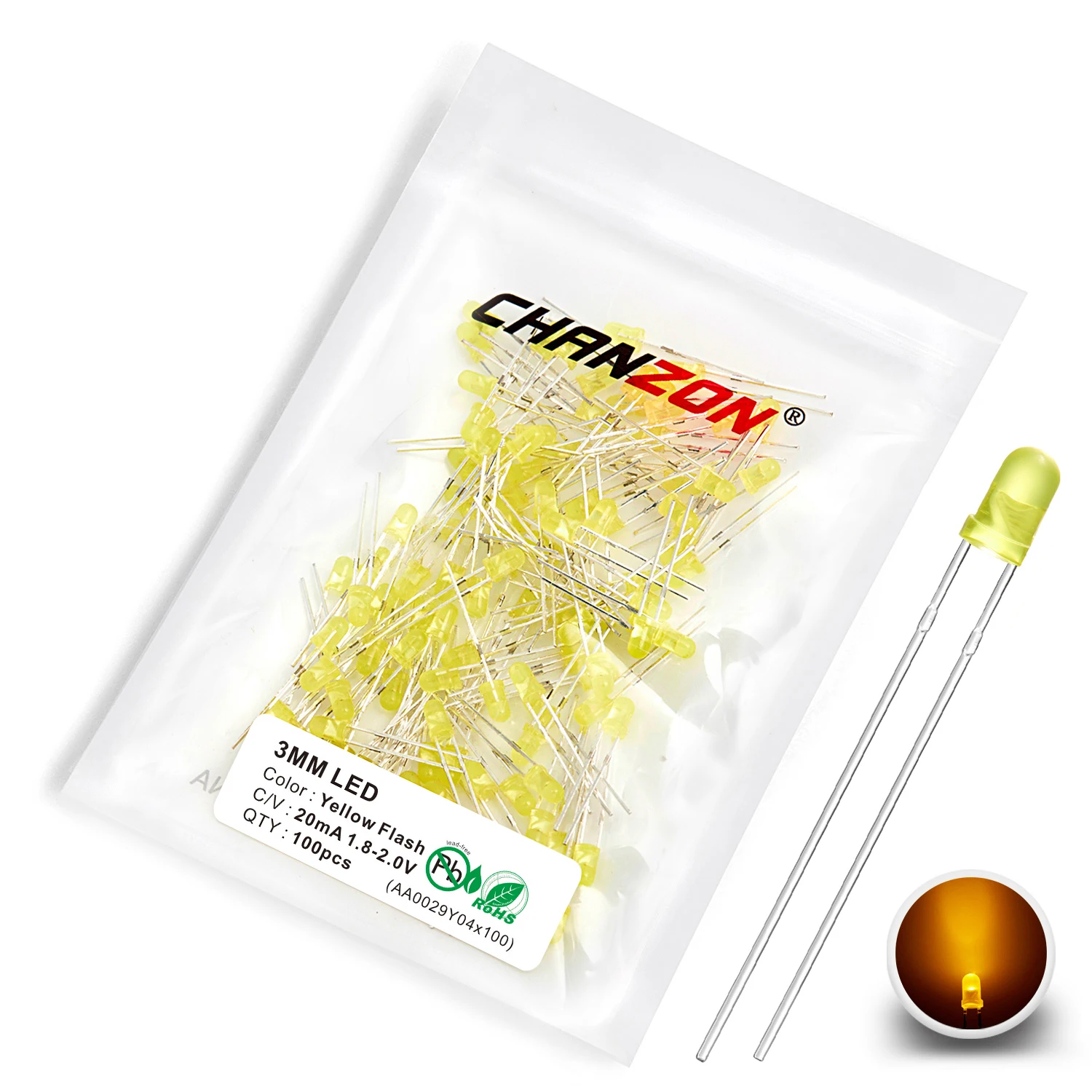 world-trading-net - 50 LED 3mm diffuso bianco caldo tipo WTN-3-2900ww, diodo luminoso, cablato, diodo luminoso, come componente